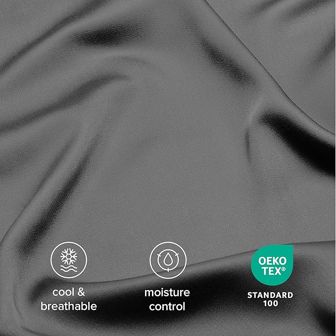 Bare Home 100% Rayon Made from Bamboo Luxury King Sheet Set - 4 Piece Bedding Set - Deep Pockets - Cooling Sheets - Breathable - Easy Fit - Soft Bedding Sheets & Pillowcases (King, Grey)