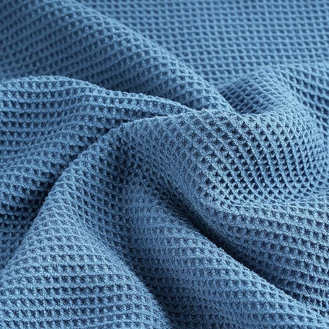 POLYTE Microfiber Oversize Quick Dry Lint Free Waffle Bath Towel for Body, 60 x 30 in, Set of 2