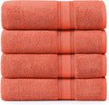LANE LINEN 100% Cotton Zero Twist, Bath Towels (28"x54") - 4 Pieces - Large Towels for Bathroom - Quick Drying, Soft & Absorbent Large Shower Towel Set - Used in Gym, Hotel, Spa, Home - Living Coral