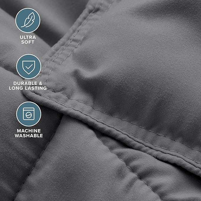 Bare Home Comforter Set - Full Size - Ultra-Soft - Goose Down Alternative - Premium 1800 Series - All Season Warmth (Full, Grey)