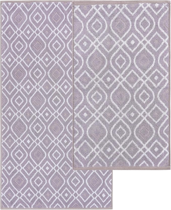 Modern Threads Oxford 6-Piece 100% Cotton Towel Set – Yarn Dyed Jacquard & Solid – Includes 2 Bath Towels, 2 Hand Towels, 2 Washcloths – Absorbent, Quick Dry, Soft & Durable – Lavender