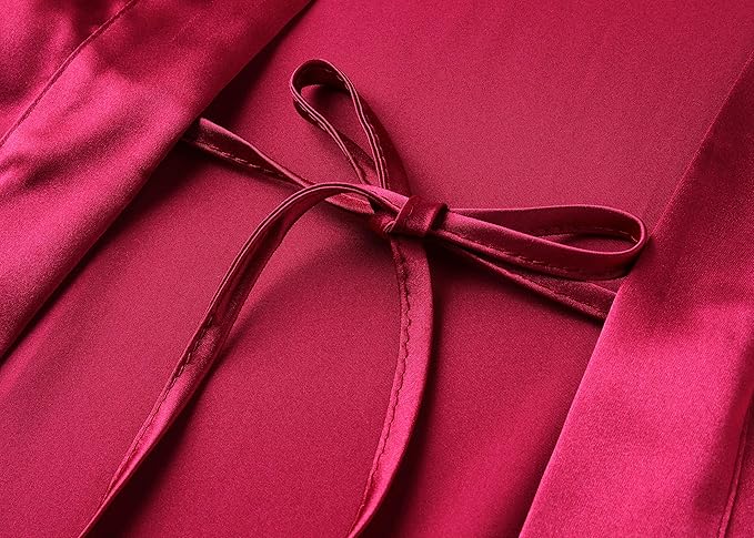 PRODESIGN Satin Kimono Robe Women Long Silky Kimono Bathrobe Sleepwear Wedding Bridesmaid Robe