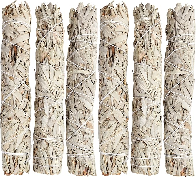 JL Local Wanderlust 9” White Sage Smudge Stick - Extra Large Smudging Wand Incense Stick for Cleansing, Purifying, Healing, Meditation, Yoga, Blessing (6 Pack)