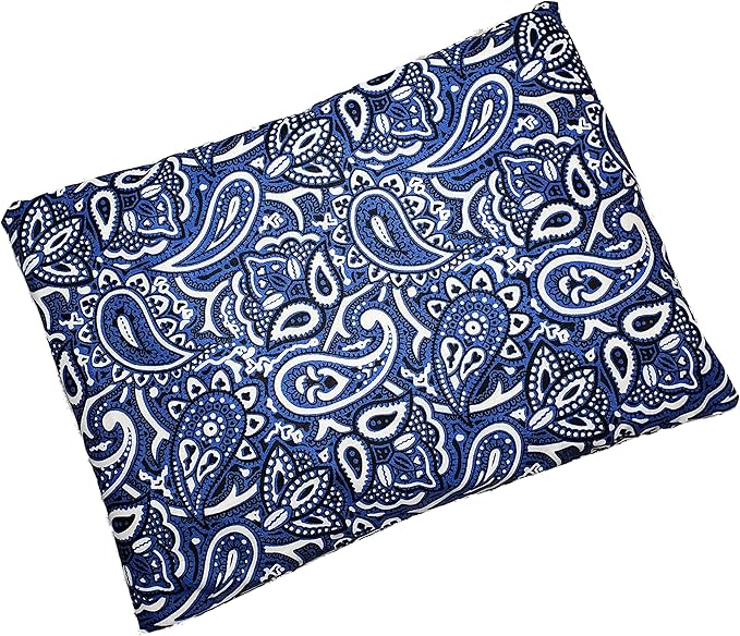 Microwavable Corn Filled Heating Pad and Cold Pack/Washable 100% Cotton Cover (Bandana - Navy, 7.5in W x 11in L)