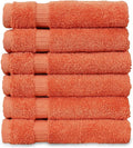 Luxury Hotel & Spa Towel Turkish Cotton Washcloths - Coral - Dobby Border - Set of 6