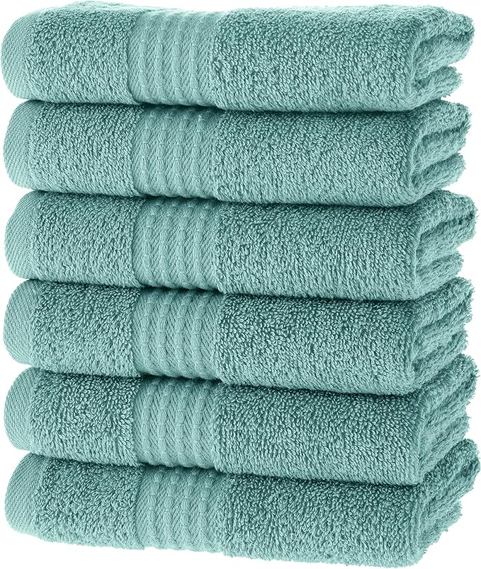 MAURA Basics Turkish Cotton Washcloth Towel Set High Performance Bathroom Essentials with Hanging Loops, Standard Size 13”x13”, Ideal for Daily Comfort, Seafoam