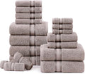 LANE LINEN Luxury 100% Cotton Towels Set 18 – Zero Twist, 6 Bath Towels, 6 Hand Towel & 6 Washcloths, Stays Plush After Washes, Ideal for Spa, Hotel & Family Bathrooms, Highly Absorbent – Platinum