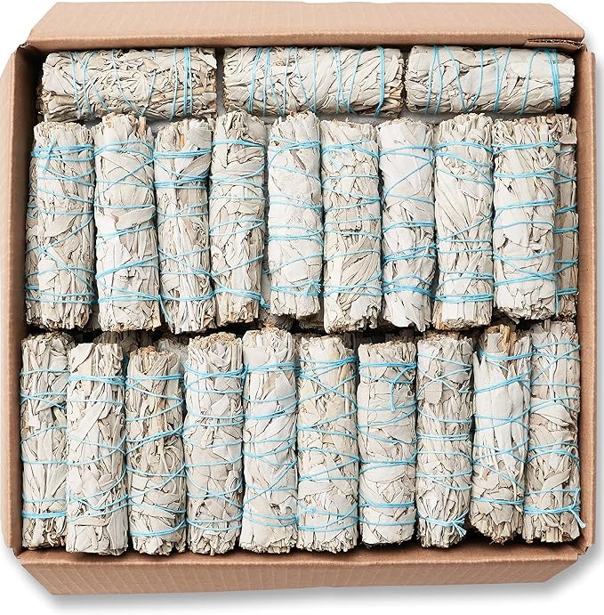 JL Local 20 White Sage Smudge Sticks 4-Inch Sustainably Grown, Intended for Personal Spiritual Growth, Stress Relief and Smudging ~ Smoke Cleansing ~ Wholesale/Bulk Sage