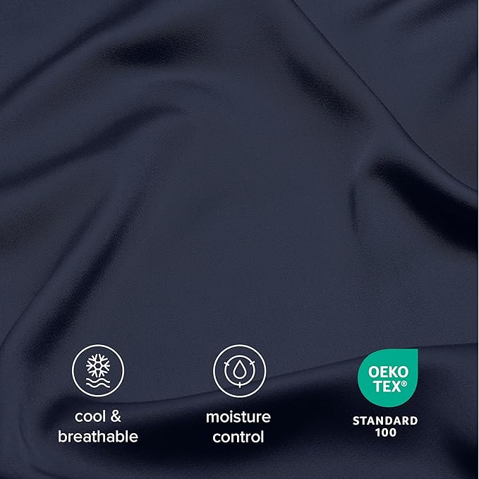Bare Home 100% Rayon Made from Bamboo King Sheet Set - 4 Piece Bedding Set - Deep Pockets - Breathable - Easy Fit - Bedding Sheets & Pillowcases (King, Midnight Blue)