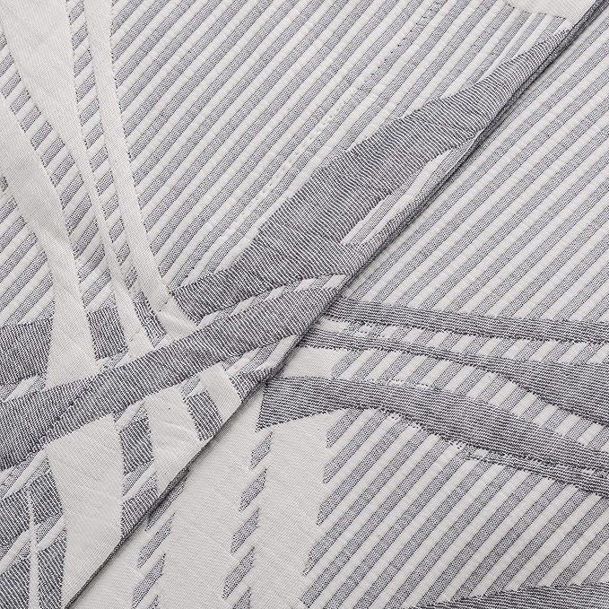 NTBAY 3 Layers Cotton Muslin 68x92 Twin Bed Blanket, Super Soft Breathable Thermal Yarn Dyed Quilt for Adults, Perfect Lightweight Blanket for Couch Sofa Bed All Seasons, Grey Wave
