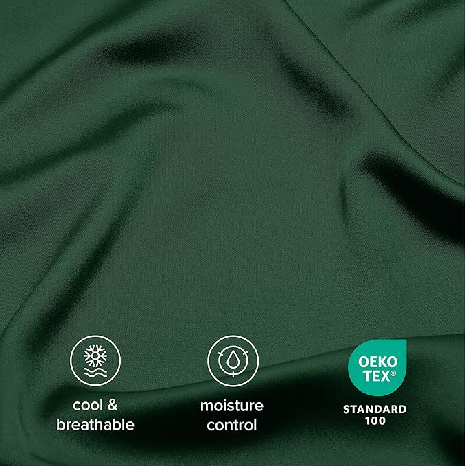 Bare Home 100% Rayon Made from Bamboo King Sheet Set - 4 Piece Bedding Set - Deep Pockets - Breathable - Easy Fit - Bedding Sheets & Pillowcases (King, Forest Green)