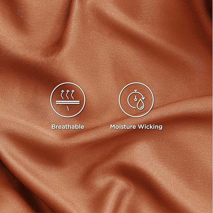 Bedsure California King Sheet Sets, Cooling Sheets, Rayon Derived from Bamboo, Breathable & Soft, Deep Pocket Up to 16 Inches, Hotel Luxury Silky Bedding for Hot Sleepers, Burnt Orange