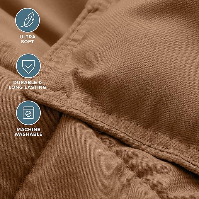 Bare Home Comforter Set - King/California King Size - Ultra-Soft - Goose Down Alternative - Premium 1800 Series - All Season Warmth (King/Cal King, Caramel)