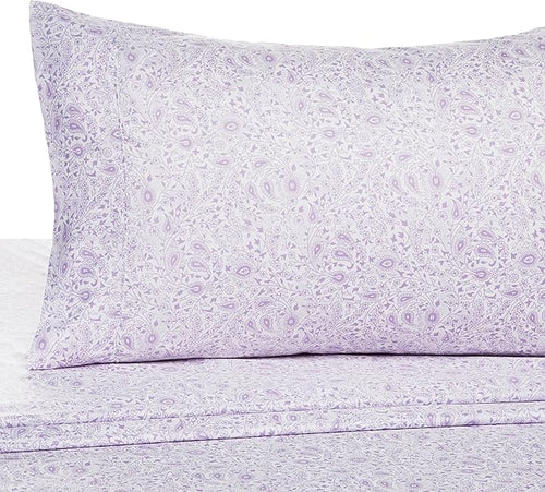 Amazon Basics Lightweight Super Soft Easy Care Microfiber Bed Sheet 3 Piece Set with 14" Deep Pockets - Twin XL, Lavender Paisley