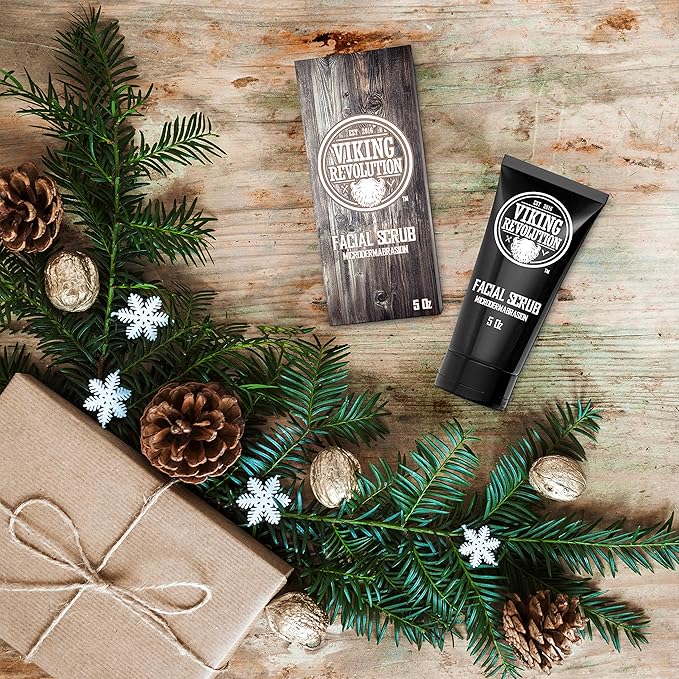 Viking Revolution Microdermabrasion Face Scrub for Men - Facial Cleanser for Skin Exfoliating, Deep Cleansing, Removing Blackheads, Acne, Ingrown Hairs - Men's Face Scrub for Pre-Shave (1 Pack)