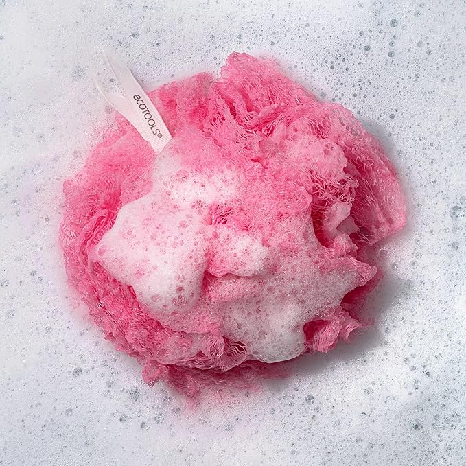 EcoTools Exfoliating EcoPouf, Shower Loofah Scrubs & Cleanses, Pouf with Recycled Netting, Exfoliation Removes Dead Skin, Eco-Friendly Bath Accessory, Cruelty-Free, Color May Vary, 6 Count (60g)