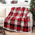 PAVILIA Christmas Plaid Blanket | Sherpa Fleece Flannel Throw Blanket | Christmas Plaid Warm Plush Microfiber Blanket for Couch Sofa | 50x60 Inches