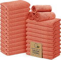 Softolle Salon Towels – Pack of 24 (16"x27") 100% Cotton Ring Spun (Not Bleach Proof) Ultra Soft, Highly Absorbent Hand Towels – Bulk for Spa, Gym & Salon (Coral)