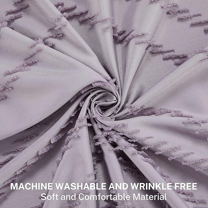 Extra Long Boho Shower Curtain Purple Woven Fabric 78 in Shower Curtain, Tufted Chevron Striped, 72 x 78, Modern Chic Textured Minimalist Cute Shower Curtain for Bathroom