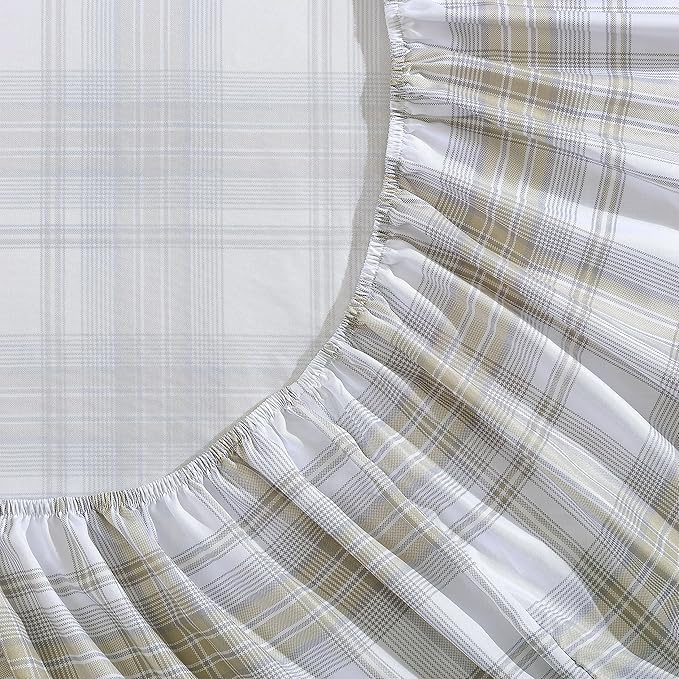 Wrangler - King Bed Sheets, Ultra-Soft & Lightweight Bedding with Matching Pillowcases, Lightweight Bed Set for All Season Comfort, Oeko-Tex Certified (Dayton Valley Plaid Beige)