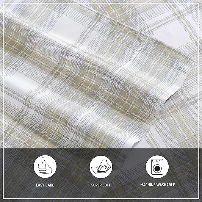 Wrangler - Twin Bed Sheets, Ultra-Soft & Lightweight Bedding with Matching Pillowcase, Lightweight Bed Set for All Season Comfort, Oeko-Tex Certified (Dayton Valley Plaid Beige)
